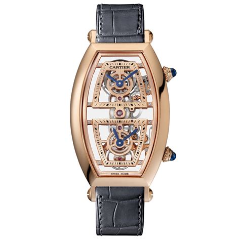 cartier skeleton dual time zone tonneau watch|Tonneau skeleton watch .